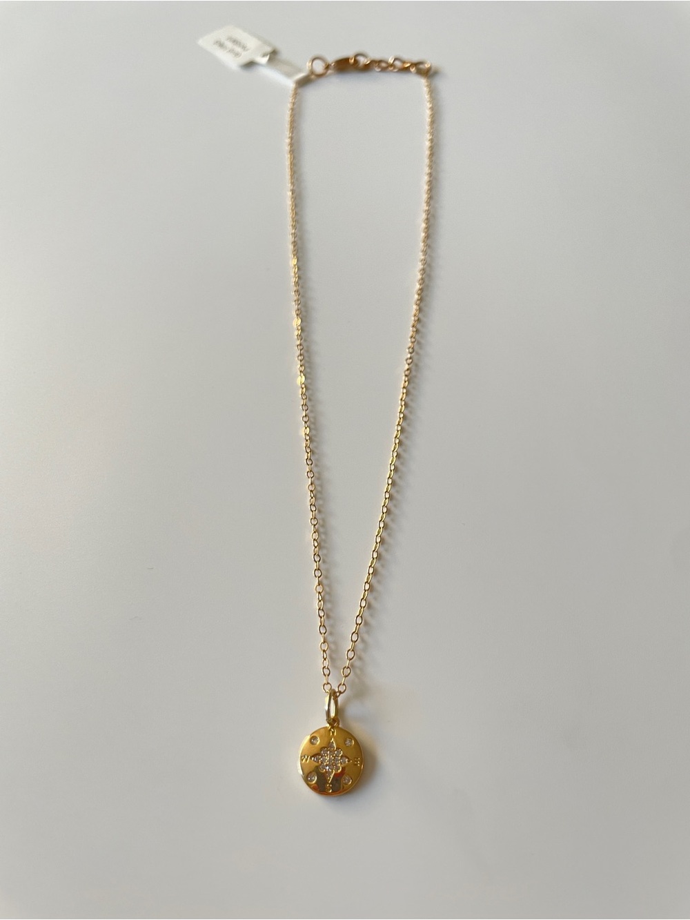 Gold Filled Compass Pendant Necklace Charm Sparkle Gold Chain Necklace New